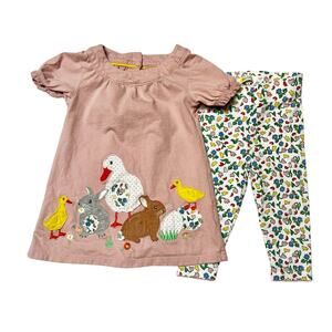 Baby Boden Spring Animals Floral Tunic Set Size 18-24m